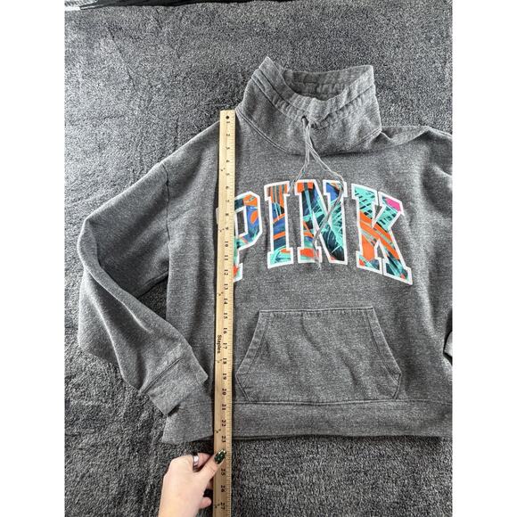 Victoria’s Secret PINK Hoodie Womens Large Gray Pullover Graphic Sweatshirt - Picture 4 of 5